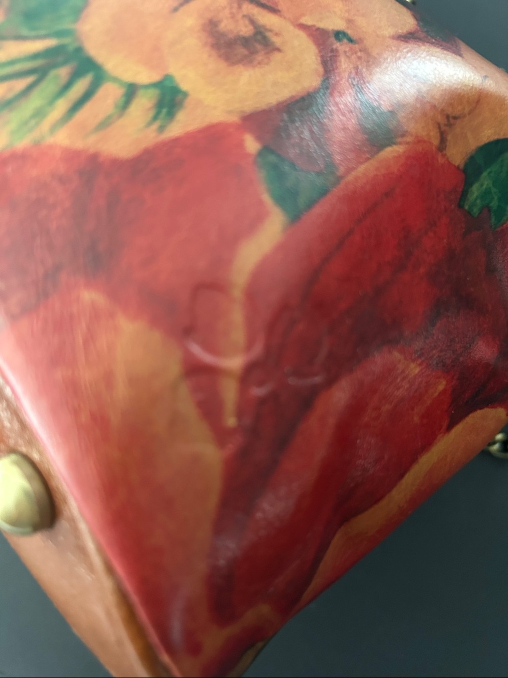 Patricia Nash Floral Orange Handbag with Chain Strap - Picture 8 of 8